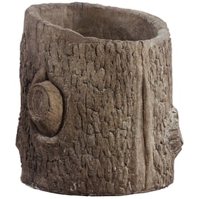 CAST STONE FAUX BOIS PLANTER.