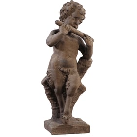 30" CAST STONE GARDEN FIGURE OF PAN.