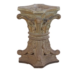 CAST STONE TABLE BASE IN THE FORM OF TWO CAPITALS. WAITING FOR YOUR GLASS TOP.