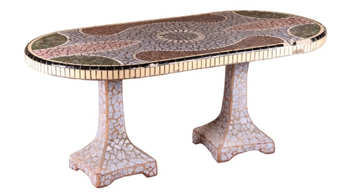 MULTI-COLOR MOSAIC PATIO TABLE MADE FROM CERAMIC TILE FROM THE 1960