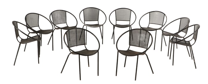 A SET OF TEN MAURIZIO TEMPESTINI FOR SALTERINI STYLE HOOP CHAIRS CIRCA 1960.