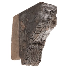 AN ANTIQUE CARVED STONE BUILDING CORBEL CIRCA 1880.