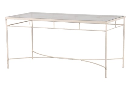 ONE OF TWO   SIMPLE AND ELEGANT WROUGHT IRON GARDEN OR PATIO TABLE