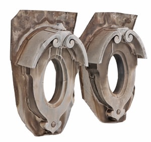 A PAIR OF ANTIQUE ZINC FRENCH WINDOW SURROUNDS, PERFECT FOR A PAIR OF CHIC MIRRORS!