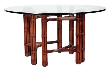 ROUND RATTAN TABLE WITH GLASS TOP