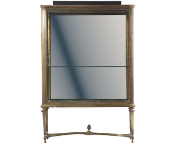 ONE OF TWO QUALITY BRONZE AND GLASS FRENCH TWO DOOR VITRINES HAVING FLUTED LEGS AND PINEAPPLE