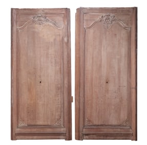 PAIR FRENCH CARVED OAK WALL PANELS C 1890.