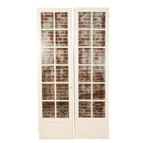 PAIR PAINTED FRENCH DOORS C. 1900.