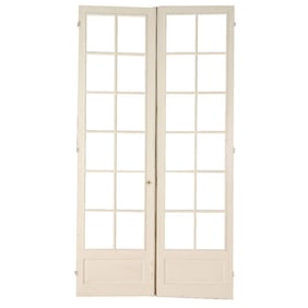 A PAIR OF PAINTED FRENCH DOORS CIRCA 1900.
