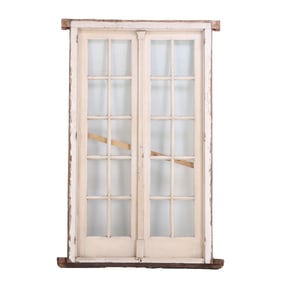 A PAIR OF PAINTED WOOD FRENCH DOORS CIRCA 1910.