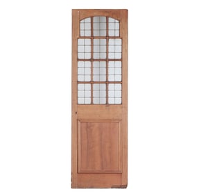 AN ANTIQUE ENGLISH MAHOGANY LEADED GLASS DOOR CIRCA 1910, REMOVED FROM A LUXURY HOTEL IN LONDON.