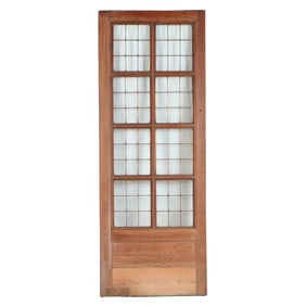 AN ANTIQUE ENGLISH MAHOGANY LEADED GLASS DOOR CIRCA 1910, REMOVED FROM A LUXURY HOTEL IN LONDON.