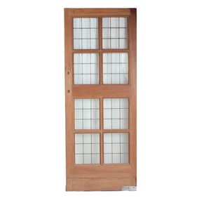 AN ANTIQUE ENGLISH MAHOGANY LEADED GLASS DOOR CIRCA 1910, REMOVED FROM A LUXURY HOTEL IN LONDON.