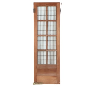 AN ANTIQUE ENGLISH MAHOGANY LEADED GLASS DOOR CIRCA 1910, REMOVED FROM A LUXURY HOTEL IN LONDON.