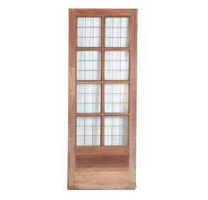 AN ANTIQUE ENGLISH MAHOGANY LEADED GLASS DOOR CIRCA 1910, REMOVED FROM A LUXURY HOTEL IN LONDON.