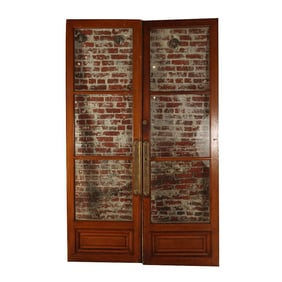PAIR OF FRENCH OAK DOORS WITH BRASS DETAILS CIRCA 1900