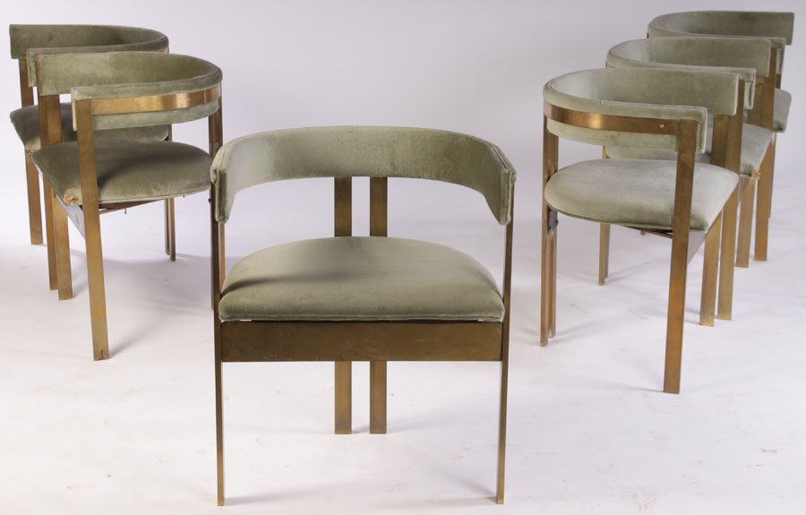 6 BRONZE DINING ROOM CHAIRS CIRCA 1970