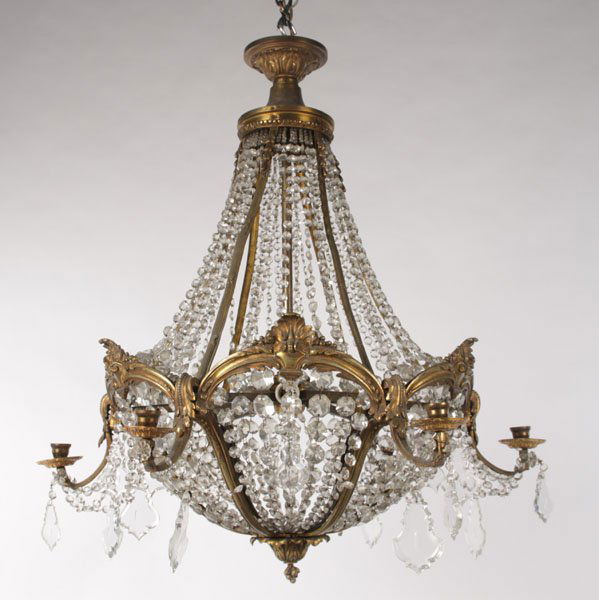 GOOD BRONZE CHANDELIER FRENCH 6 ARMS