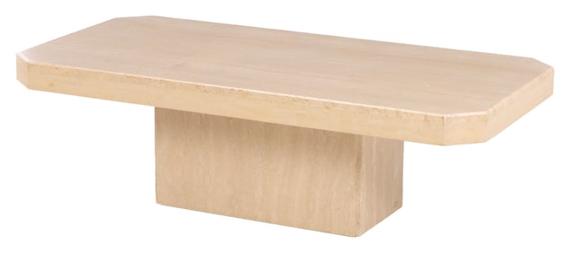 TWO PART FRENCH TRAVERTINE COFFEE TABLE C 1980.