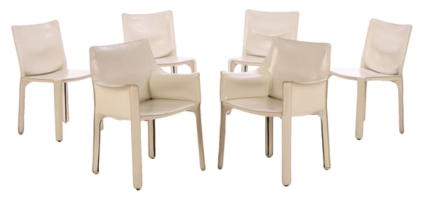SET OF SIX CASSINA CAB CHAIRS BY MARIO BELLINI.