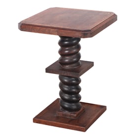 FRENCH WALNUT TWIST PEDESTAL IN THE MANNER OF CHARLES DUDOUYT C 1940.