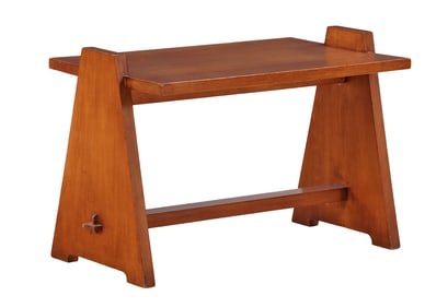 FRENCH OAK BRUTALIST STYLE OCCASIONAL TABLE WITH MORTIS AND TENON CONSTRUCTION.