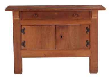 RUSTIC FRENCH OAK TWO DOOR SERVER WITH IRON HINGES C 1940.
