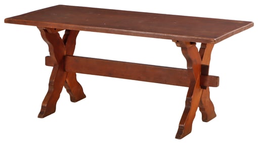 X FORM OAK TRESTLE TABLE C 1940.
