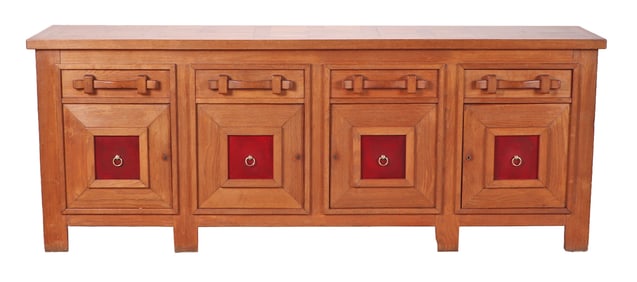 FRENCH OAK SIDEBOARD IN THE MANNER OF JACQUES ADNET C 1950.