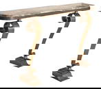 BRONZE ART DECO CONSOLE TABLE HAVING A MARBLE TOP C 1940.