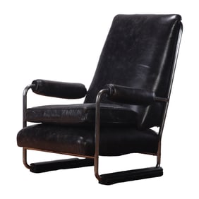LEATEHR AND CHROME ARM CHAIR C 1940.