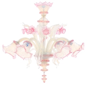 SIX ARM MURANO GLASS CHANDELIER C 1950.