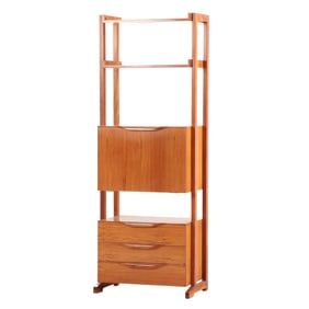 SAPELLE WOOD FALL FRONT DESK AND BOOKSHELF C 1950.
