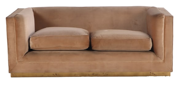 ONE OF A PAIR OF ELEGANT UPHOLSTERED SOFAS C 1960.