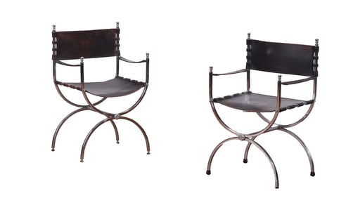 PAIR OF CHROME LEATHER CHAIRS