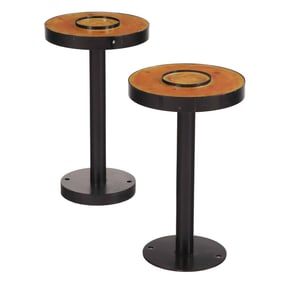 PAIR OF IRON AND RESIN CHAMPAGNE TABLES FROM THE CRAZY HORSE IN PARIS FRANCE.