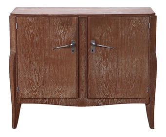 FRENCH TWO DOOR ART DECO STYLE CERUSED OAK SERVER C 1940.