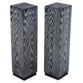 PAIR DARK CERUSED OAK PEDESTALS WITH RECESSED BASE.