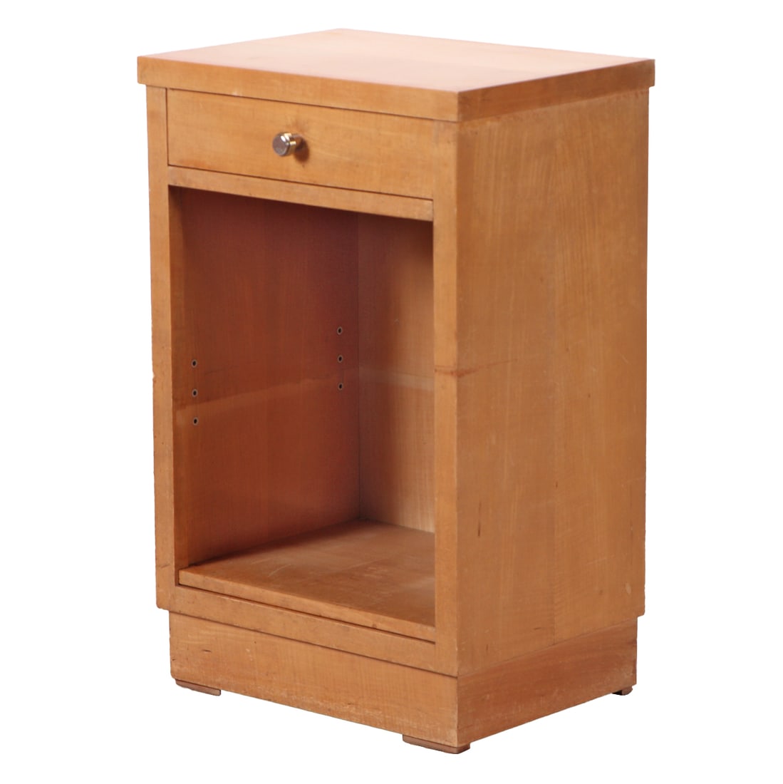 FRENCH ART DECO OPEN NIGHT STAND HAVING A SINGLE DRAWER AND AN ADJUSTABLE SHELF C 1940. (1 of 6)