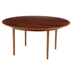 LARGE ROUND ROSEWOOD DANISH STYLE DINING TABLE C 1950.