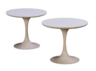 PAIR OF ALUMINUM AND WOOD TULIP TABLES C 1970.