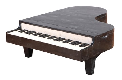 A TESSELLATED HARDSTONE PIANO FORM COFFEE TABLE WITH STORAGE C 1970