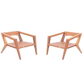 A PAIR OF "ZOO" OILED SOLID TEAK INDOOR/OUTDOOR DINING CHAIRS