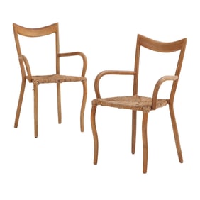 PAIR OF MANILA OPEN ARM CHAIRS C1970 DESIGNED BY VAL PADILLA FOR JASPER CONRAN,