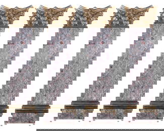 FOUR 84" FLUTED MARBLE AND BRONZE PILASTERS RECENTLY REMOVED FROM A PENTHOUSE APARTMENT IN