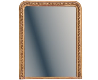 FRENCH GILTWOOD AND GESSO MIRROR HAVING CURVED CORNERS C 1880.