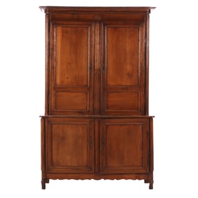 TWO PART OAK CABINET HAVING FOUR BLIND DOORS C 1860.