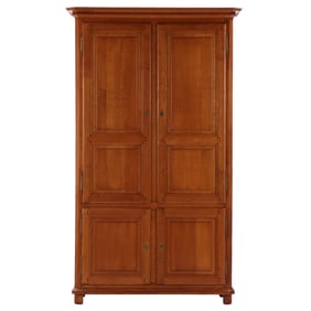 FRENCH OAK CABINET HAVING TWO OVER TWO DOOR CONFIGURATION.