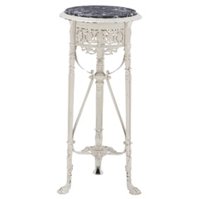 NEOCLASSICAL STYLE CAST IRON MARBLE TOP GARDEN TABLE C 1900.