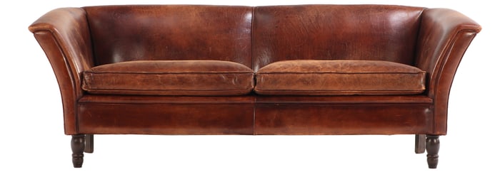 DUTCH LEATHER SOFA WITH TWO LOOSE CUSHIONS C 1965.